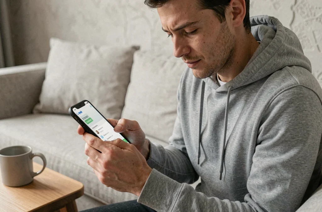 Personne utilisant l'application mobile Crédit Agricole pour retrouver son code banque sur smartphone