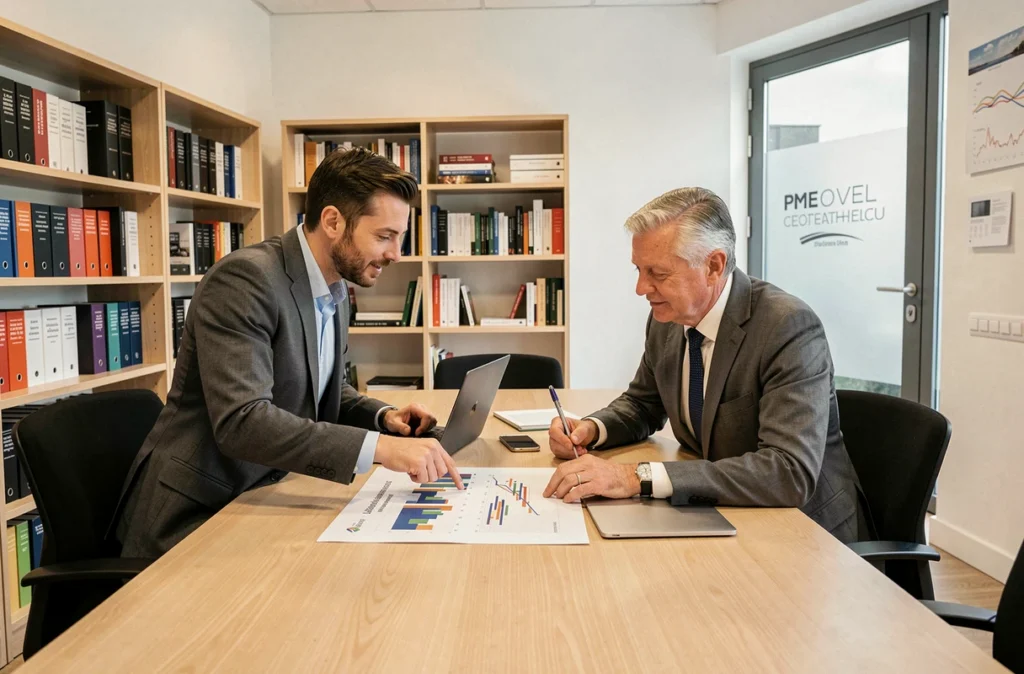 Conseillers Alternative PME collaborant sur un rapport financier destiné aux PME du Nord