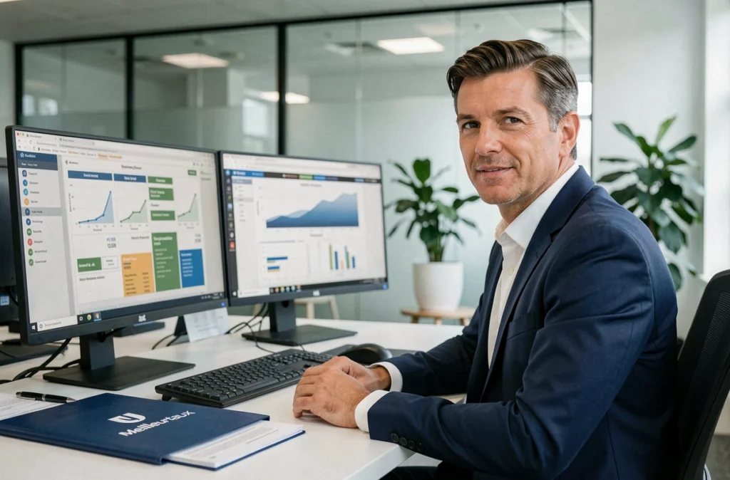 Conseiller Meilleurtaux Troyes présentant des offres de crédit immobilier à un client